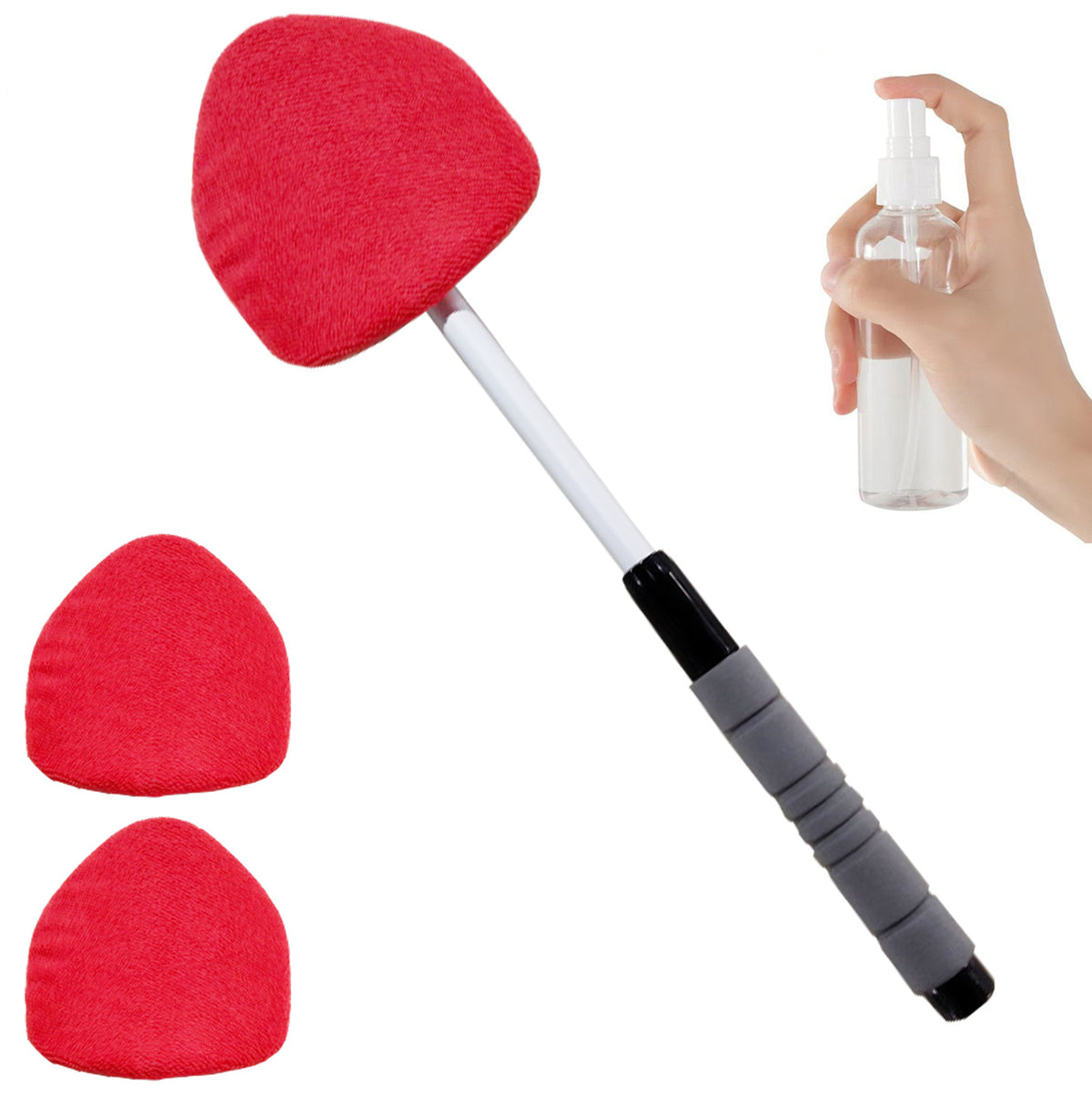 🔥 Windshield Cleaning Tool, Microfiber Car Window Cleaner with Extendable Handle