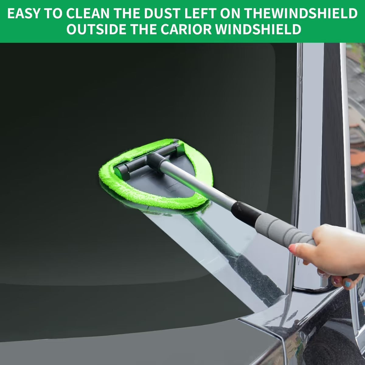 🔥 Windshield Cleaning Tool, Microfiber Car Window Cleaner with Extendable Handle