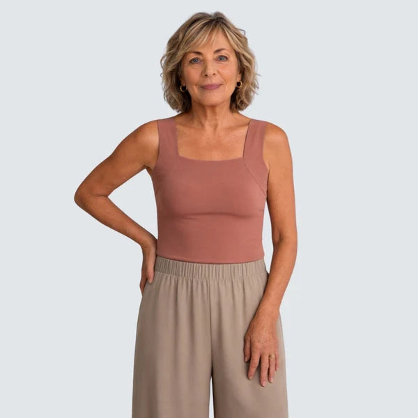 Built-In Bra Tank | Support in the front. Nothing wraps around your back