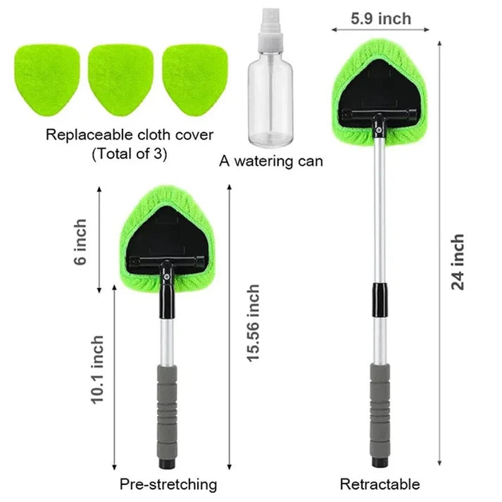 🔥 Windshield Cleaning Tool, Microfiber Car Window Cleaner with Extendable Handle