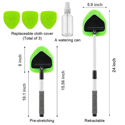 🔥 Windshield Cleaning Tool, Microfiber Car Window Cleaner with Extendable Handle