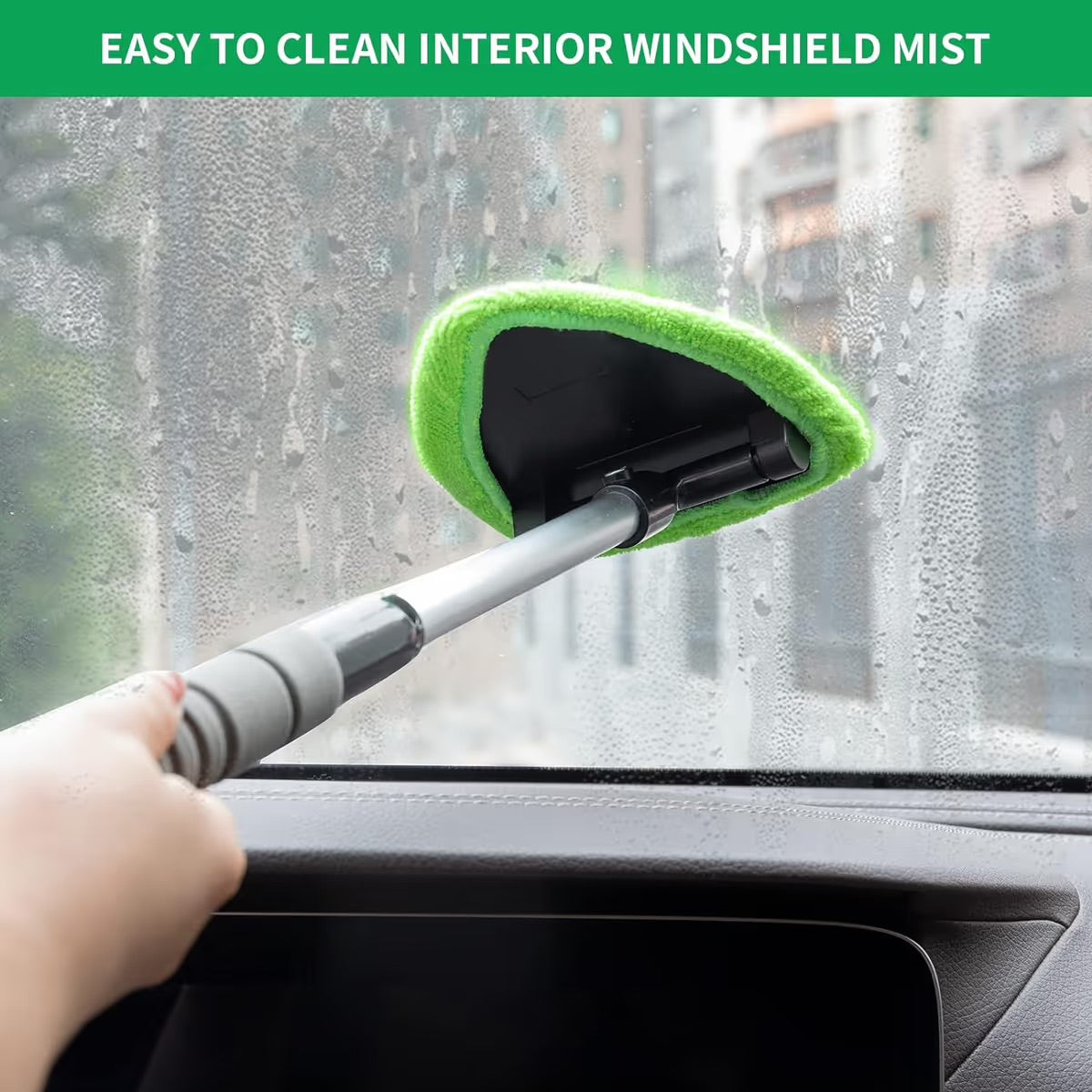 🔥 Windshield Cleaning Tool, Microfiber Car Window Cleaner with Extendable Handle