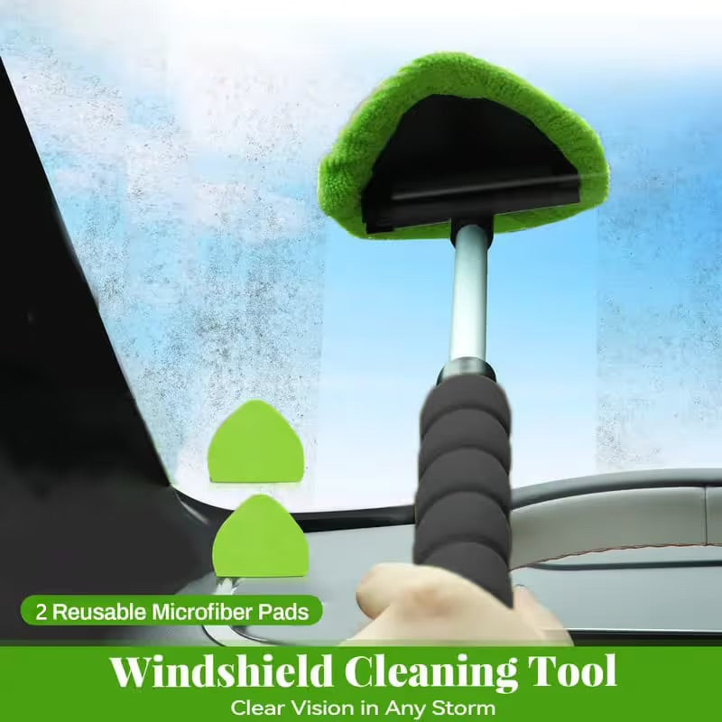 🔥 Windshield Cleaning Tool, Microfiber Car Window Cleaner with Extendable Handle