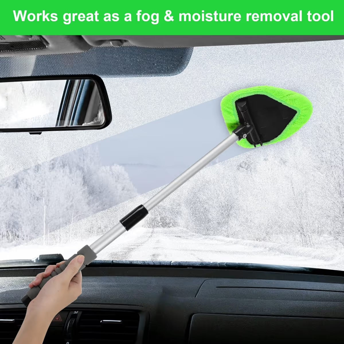 🔥 Windshield Cleaning Tool, Microfiber Car Window Cleaner with Extendable Handle