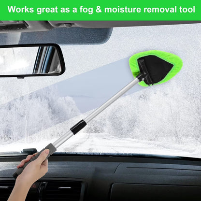 🔥 Windshield Cleaning Tool, Microfiber Car Window Cleaner with Extendable Handle