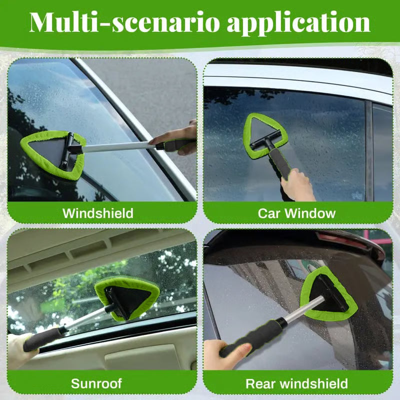 🔥 Windshield Cleaning Tool, Microfiber Car Window Cleaner with Extendable Handle