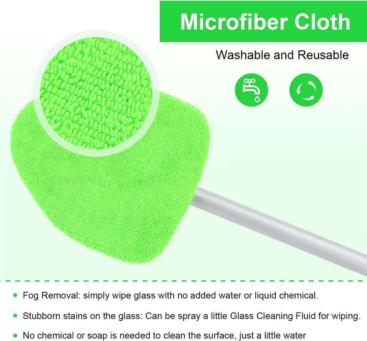 🔥 Windshield Cleaning Tool, Microfiber Car Window Cleaner with Extendable Handle